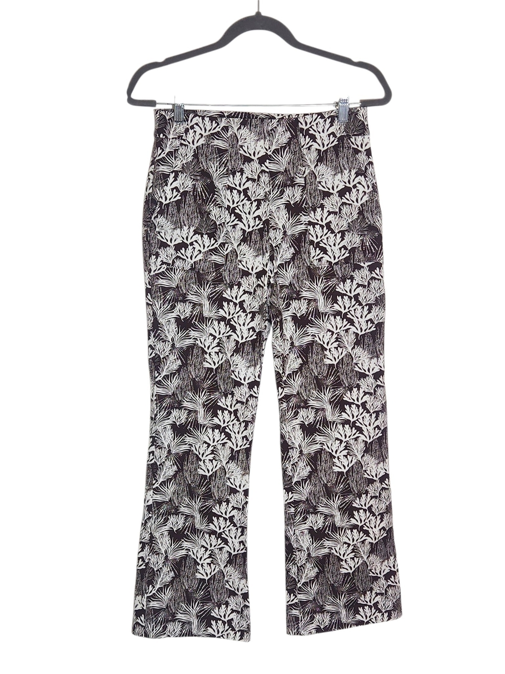 LOFT Brown and White Coral Print Cropped Bootcut Pants Size 2